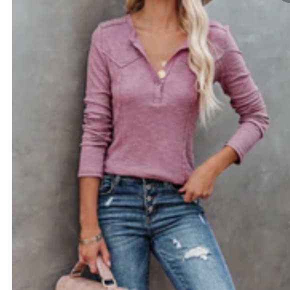 Split neck henley top - Picture 2 of 12